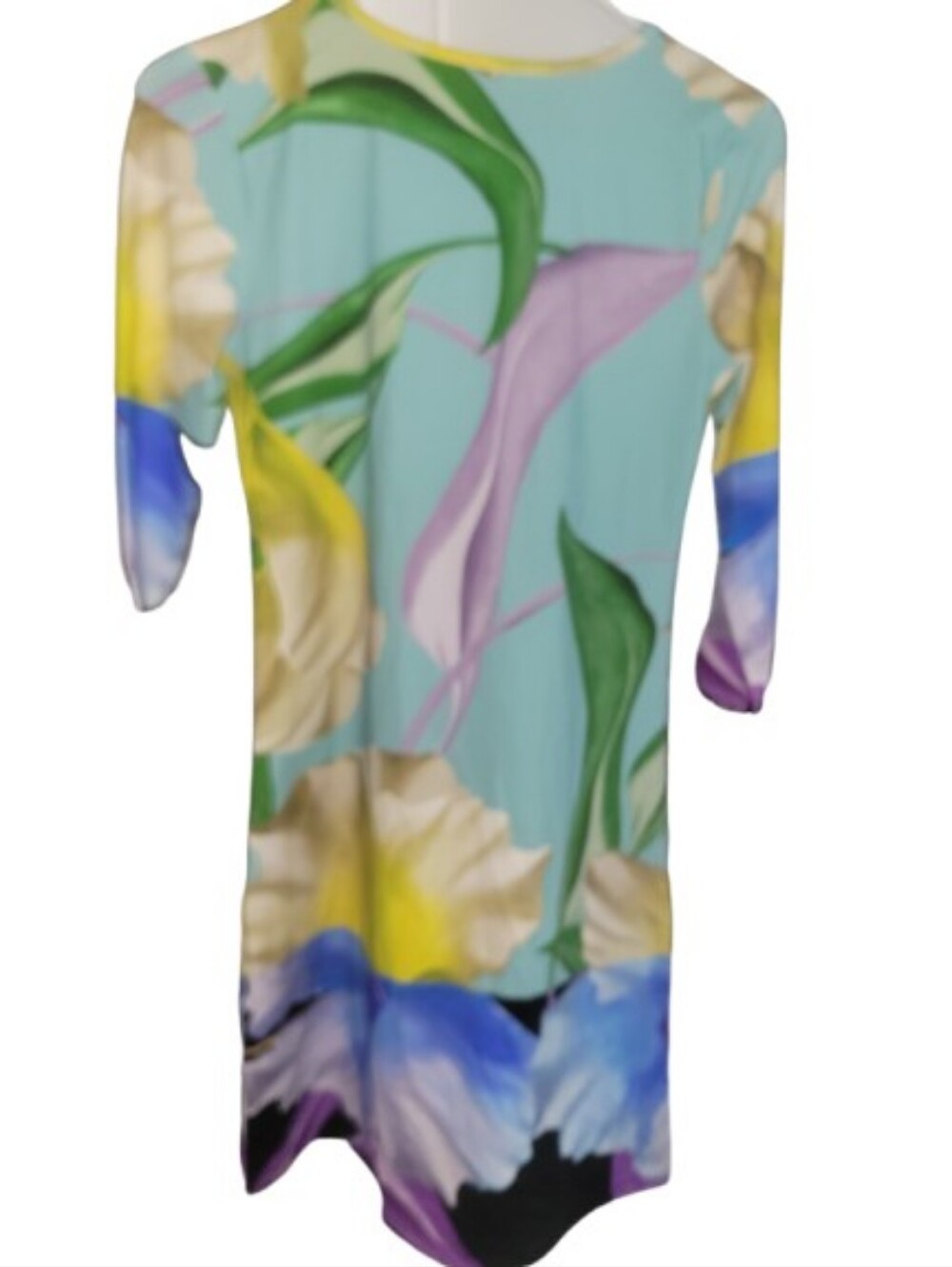 Jean Pierre Pastel Blue Floral Midi Dress with Yellow & Purple Blooms - Picture 4 of 5